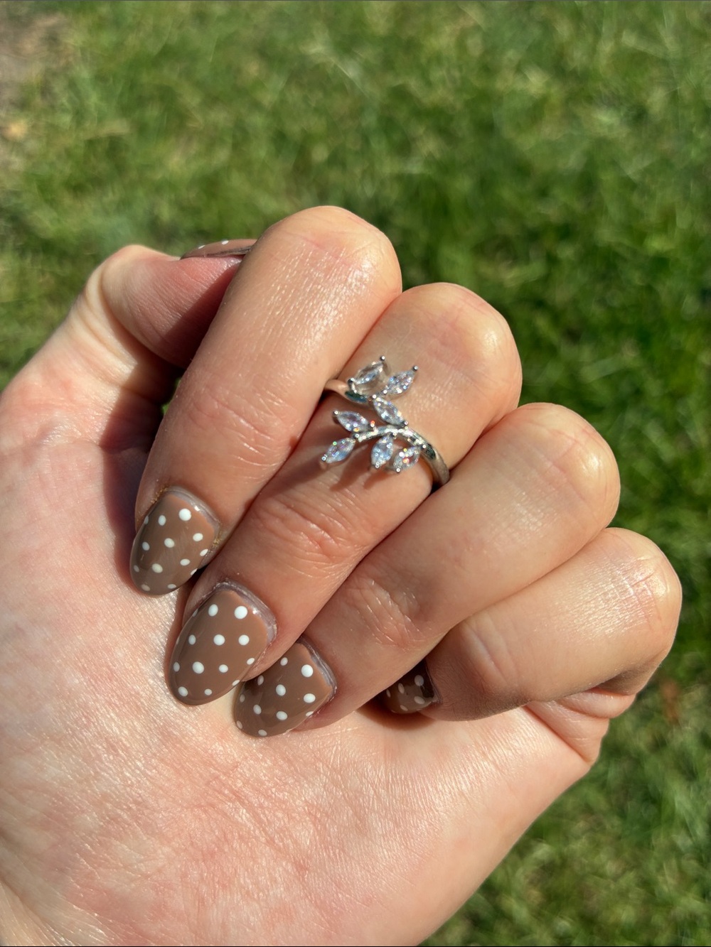 Sterling Silver Leaf Cluster Ring in Silver